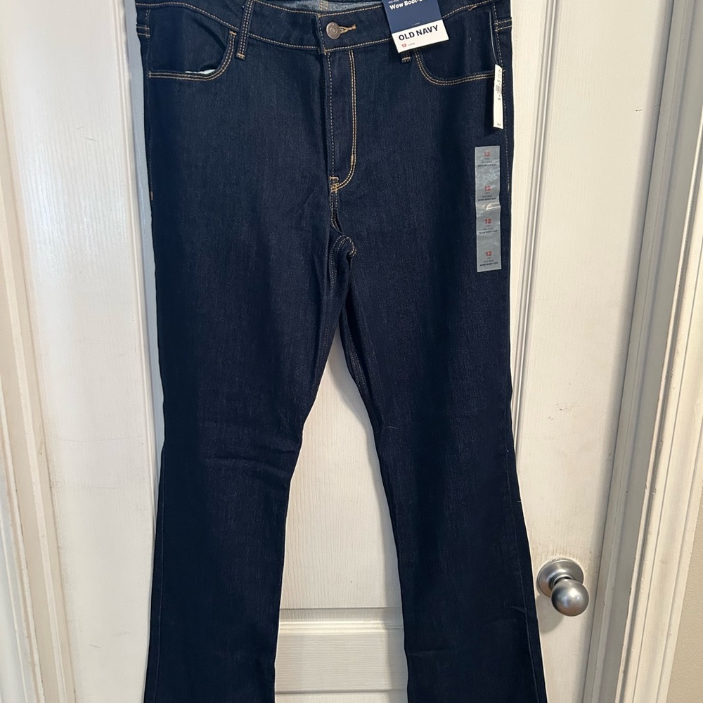Old Navy Dark Wash Boot Cut Jeans Sleek Design 12 Long